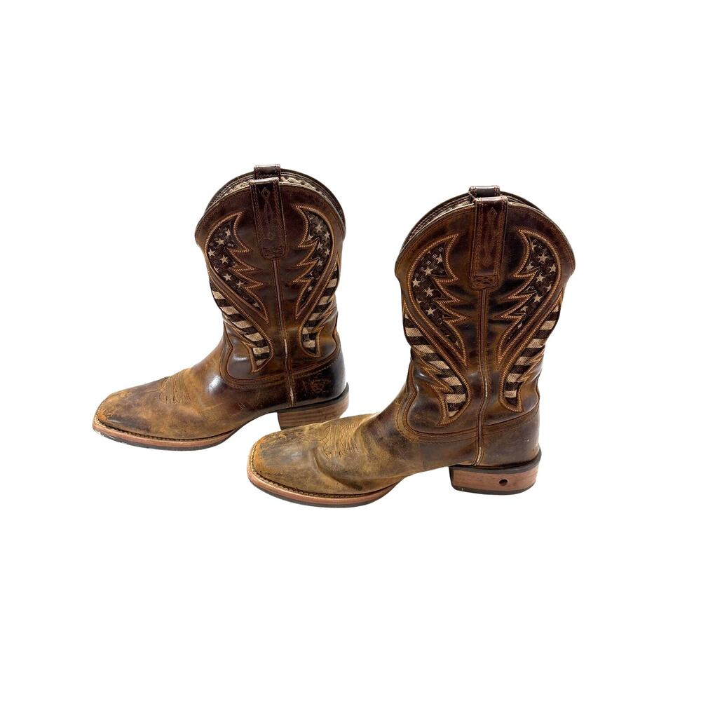 Ariat Men’s 11.5 D Brown Leather Western Cowboy Boots Pull On Distressed
